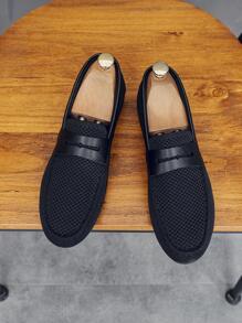 男士極簡休閒閒暇黑色織物樂福鞋 - 黑色 - 查看 8