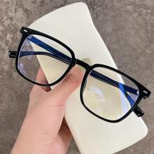 Gafas de marco cuadrado para hombre con lentes transparentes - Negro - Ver 1