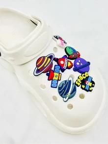 8入組卡通星球設計鞋PVC時尚鞋配件適用於洞洞鞋拖鞋 - 彩色 - 查看 5