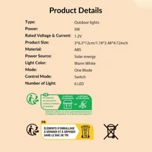 1入組ABS太陽能燈，用於花園裝飾現代黑色戶外照明 - 黃色 - 查看 8