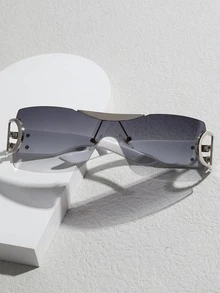 Chi tiết chữ Ombre Lens Kính thời trang - trắng - Xem 2