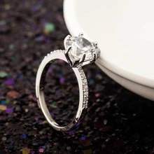 1 pieza Anillo zirconia cúbica adorno - Plateado - Ver 1