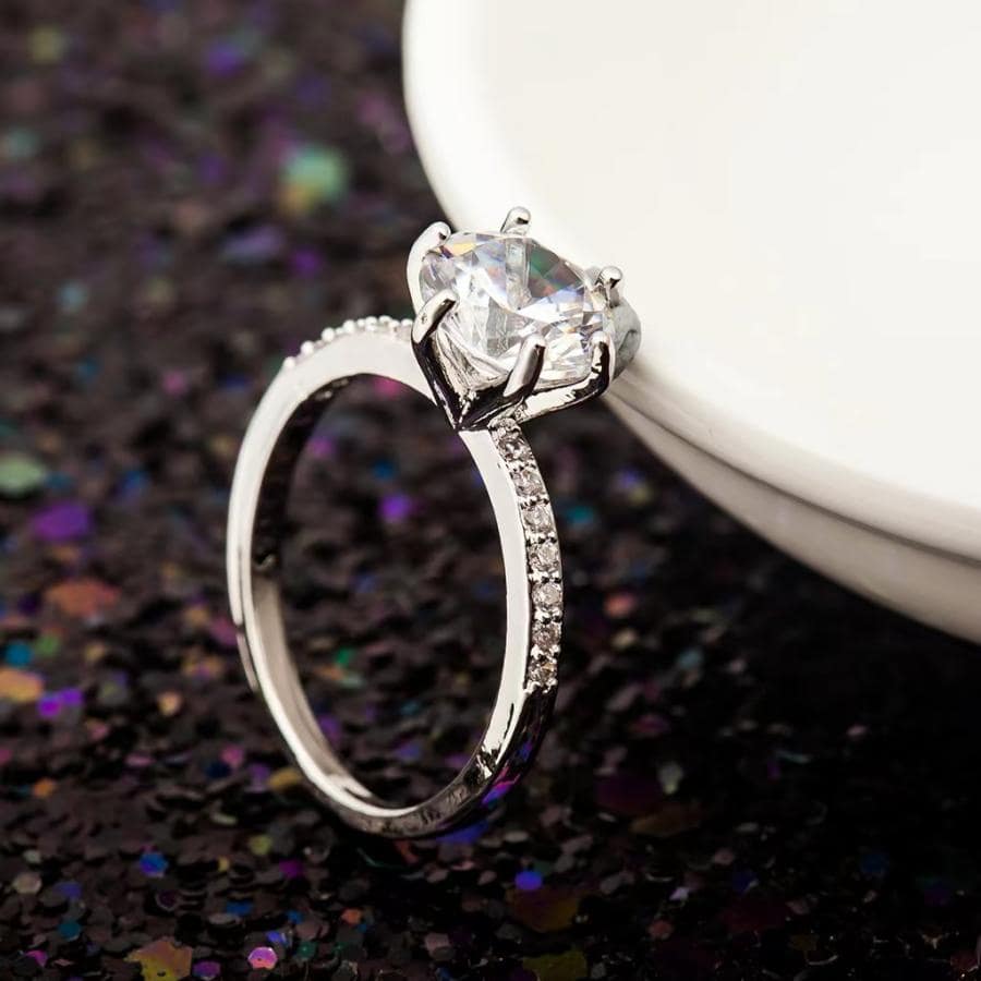 1 pieza Anillo zirconia cúbica adorno - Plateado - Ver 1