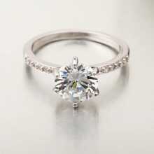 1 pieza Anillo zirconia cúbica adorno - Plateado - Ver 5
