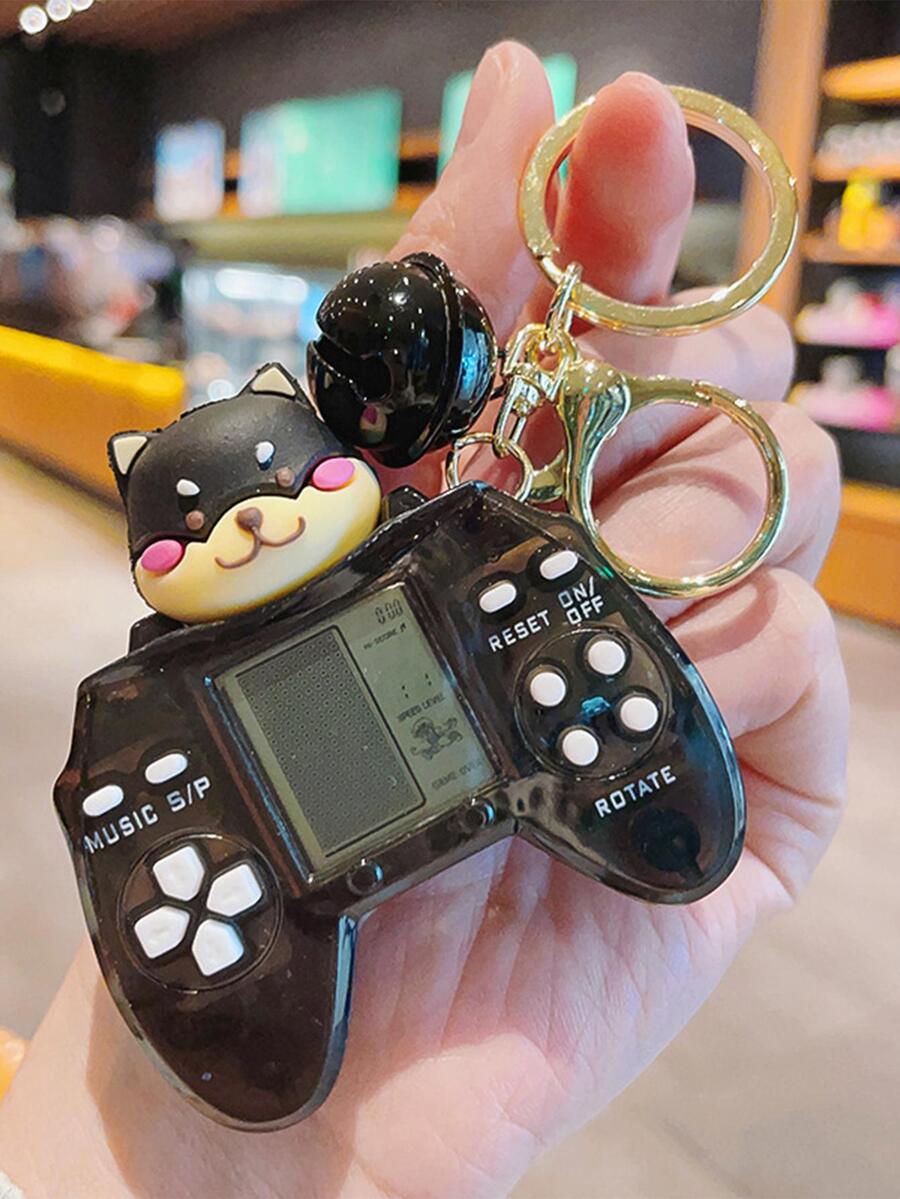 Mini Game Console Keychain Cute Table Russian Block Portable Game Machine Internet Celebrity Bag Pendant, Suitable For Graduation Season, Father's Day Gift - Black - View 1