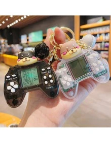 Mini Game Console Keychain Cute Table Russian Block Portable Game Machine Internet Celebrity Bag Pendant, Suitable For Graduation Season, Father's Day Gift - Black - View 4