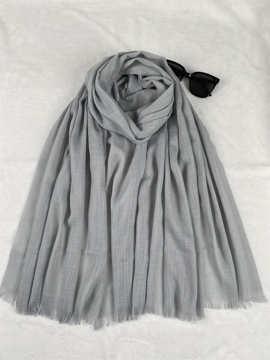 1pc Latest Classic Polyester Women's Solid Color Short Tassel Scarf