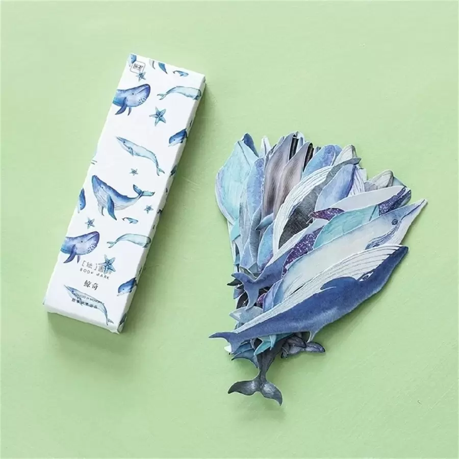 30pcs Whale Print Bookmark - Blue - View 1