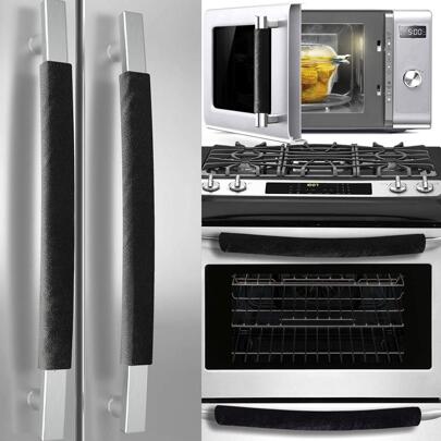 2件套冰箱门把手套，装饰防滑保护厨房电器把手套，适用于冰箱、微波炉、烤箱、洗碗机，氯丁橡胶材质，适用于学校、办公室、家庭、旅行、包袋、收纳、储物隔热、闺蜜节、宠物、嘉年华等场合。