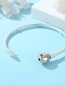 Heart Decor Bangle - Silver - View 3