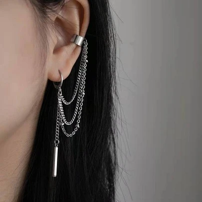 1 pieza Cuff de oreja con diseño de cadena