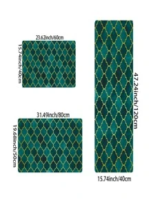 1 Họa Tiết Hình Học Thảm Nhà Bếp Sáng Tạo Polyester Đa Năng Chống Trơn Trượt Thảm Nhà Bếp Cho Nhà Bếp - Màu xanh lá cây đậm - Xem 3