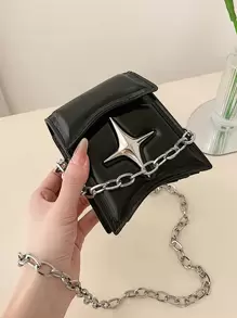 Mini sac bandoulière élégant avec chaîne et rabat pour diverses occasions