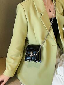 Mini sac bandoulière élégant avec chaîne et rabat pour diverses occasions