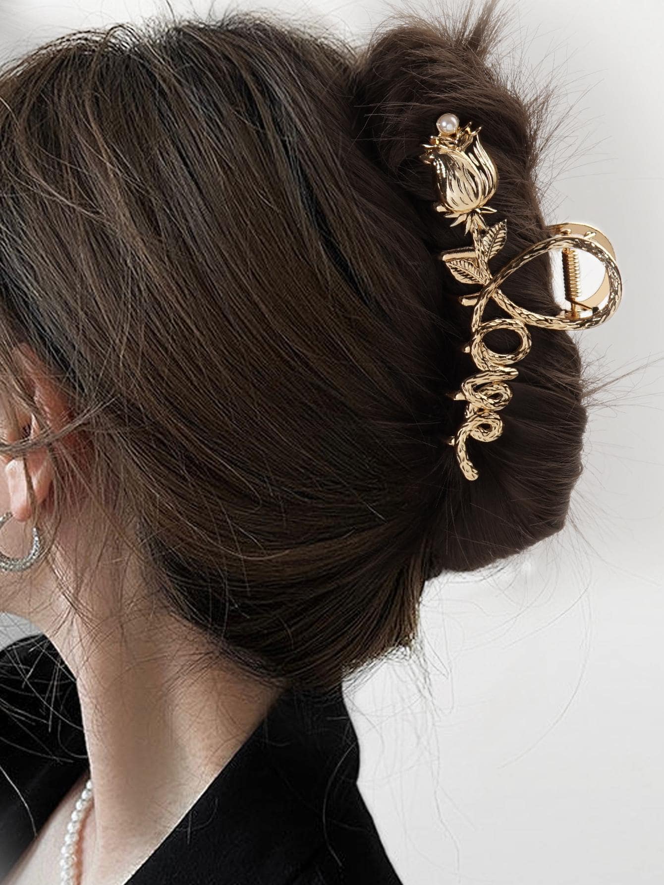 1pc Rose Flower Love Metal Hair Claw Clip For Women's Hairstyling And