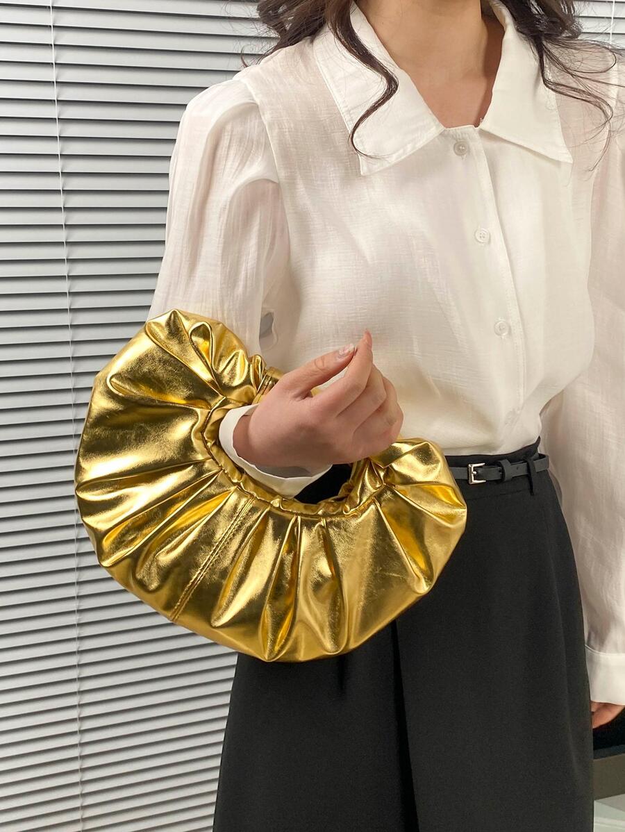 Medium Ruched Bag Funky Gold Top Handle - Gold - View 1