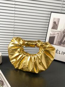 Medium Ruched Bag Funky Gold Top Handle - Gold - View 4