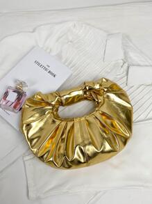 Medium Ruched Bag Funky Gold Top Handle - Gold - View 6