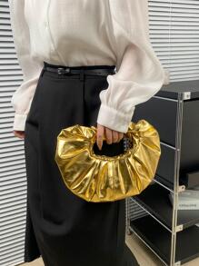 Medium Ruched Bag Funky Gold Top Handle - Gold - View 2