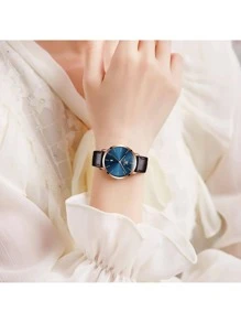 OLEVS. OLEVS Women Wrist Watches Ultra Thin 6.5mm Minimalist Dress Fashion Quartz Waterproof Date Day Leather Strap Slim Watches For Ladies 5869 - 咖啡棕 - 查看 6