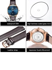 OLEVS. OLEVS Women Wrist Watches Ultra Thin 6.5mm Minimalist Dress Fashion Quartz Waterproof Date Day Leather Strap Slim Watches For Ladies 5869 - 咖啡棕 - 查看 7