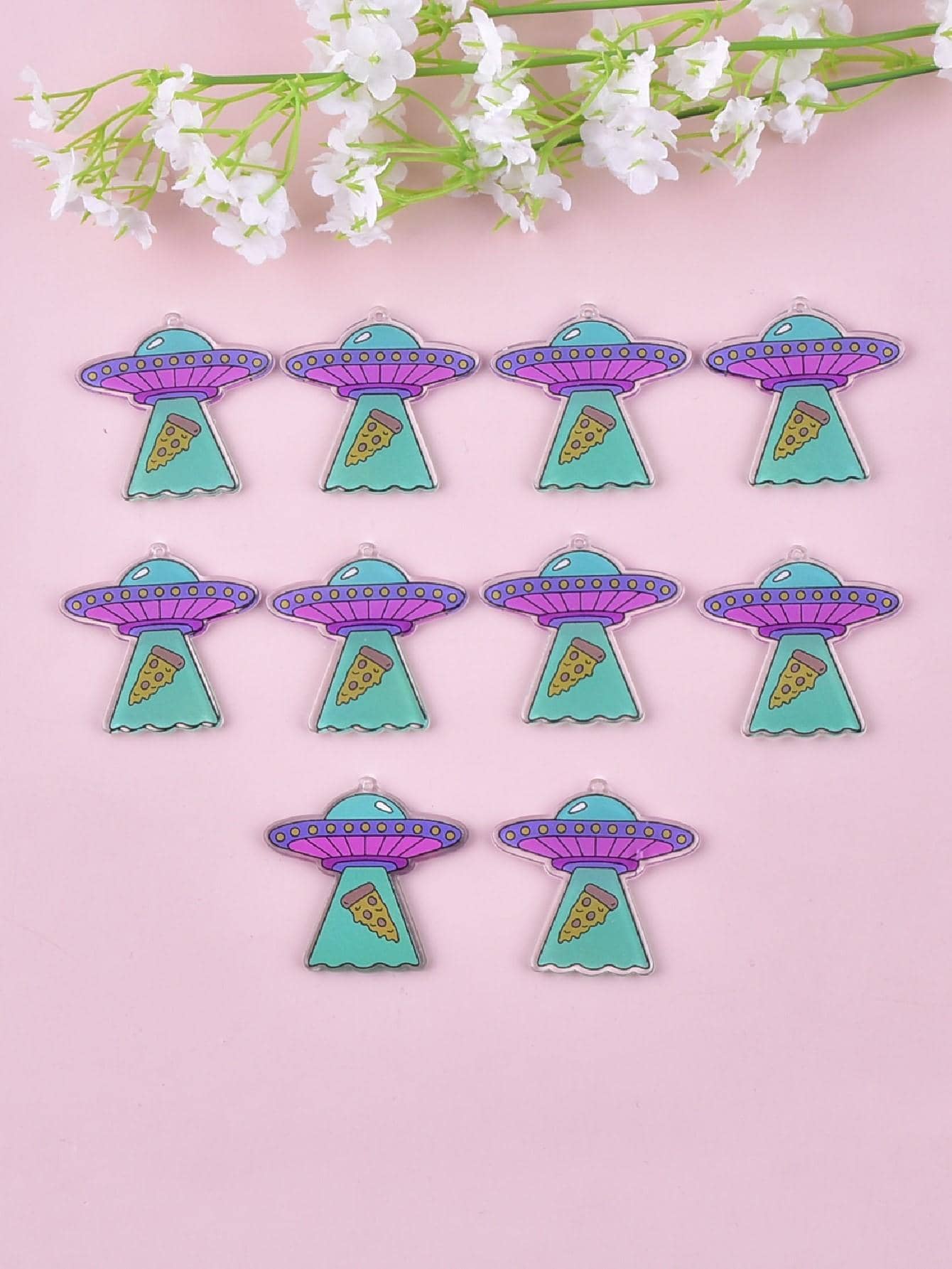 10pcs/set Cartoon UFO DIY Pendant - Multicolor - View 1
