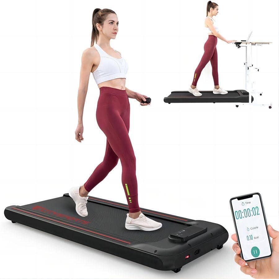 Under Desk Treadmill Portable Walking Pad,Bluetooth Built-in Speakers, Adjustable Speed with APP - Black - View 1