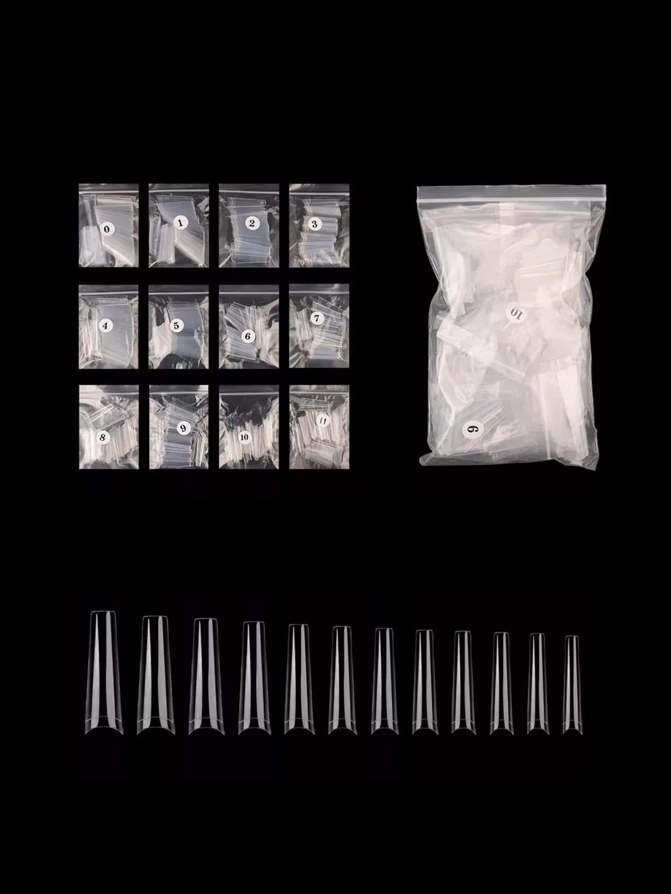 500 Piezas Tips Coffin Corto Media Luna Uñas Acrilicas - transparente - Ver 1