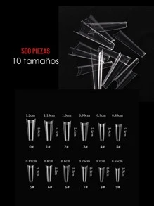 500 Piezas Tips Coffin Corto Media Luna Uñas Acrilicas - transparente - Ver 2
