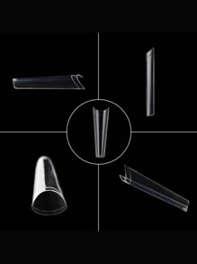 500 Piezas Tips Coffin Corto Media Luna Uñas Acrilicas - transparente - Ver 3