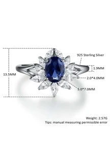 Sterling Silver With Blue Nano Stone Ring - Blue - View 4