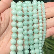 1鋼絞線自然天河石玉石石珠圓形鬆動隔片珠子適用於珠寶製作DIY手環 - 薄荷藍 - 查看 2