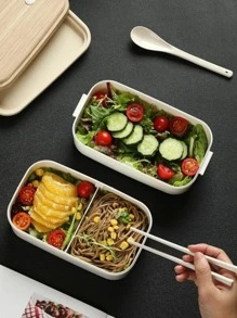 1pc Double Layer Lunch Box - Multicolor - View 2