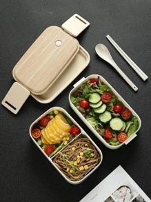 1pc Double Layer Lunch Box - Multicolor - View 1