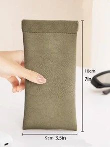 Soft PU Leather Reading Glasses Bag Cases Solid Color Waterproof Eye Glasses Sunglasses Pouch Storag - Green - View 3