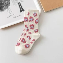 4pairs Strawberry Print Crew Socks - Multicolor - View 4
