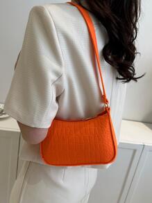 Mini Bag Crocodile Embossed Solid Color Zipper Funky