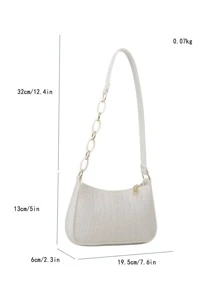 Mini Bag Crocodile Embossed Solid Color Zipper Fashionable, Beach Purse, Perfect For Summer, Vacation & Daily Use
