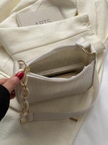 Mini Bag Crocodile Embossed Solid Color Zipper Fashionable, Beach Purse, Perfect For Summer, Vacation & Daily Use