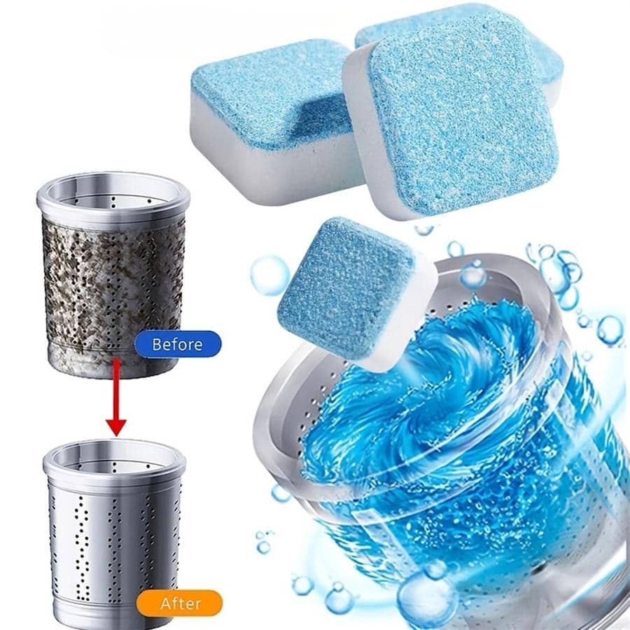 12pcs Washing Machine Cleaner Descaler, Deep Cleaning Tablets For HE Front Loader & Top Load Washer - Blue and White - View 1