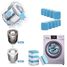 12pcs Washing Machine Cleaner Descaler, Deep Cleaning Tablets For HE Front Loader & Top Load Washer - Blue and White - View 2