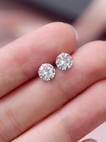 4對男女通用銅製和超閃耀方形鋯石耳針 - 銀色 - 查看 10