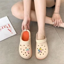 女士防滑软底鞋，适合夏季海滩、护理和工作穿着，时尚厚底防滑鞋，也适用于手术室，鞋底柔软，搭扣设计。 - 米色 - 查看 1