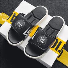 Hombres Chanclas rayo & con diseño de flor de moda exterior - Negro - Ver 1