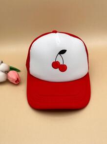 Gorra con estampado de cereza - Rojo y blanco - Ver 1