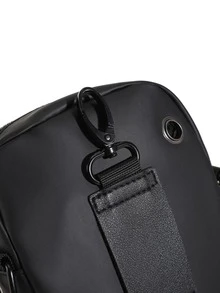 Mini Men Letter Graphic Square Bag Casual Style - Black - View 9