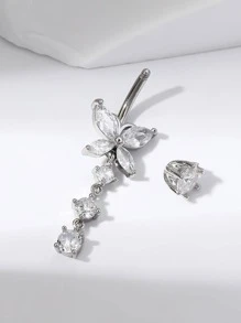 Rhinestone Butterfly Decor Navel Belly Ring