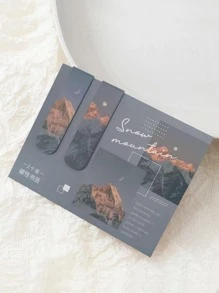 2入组風景圖案磁鐵書籤，創意便攜式多用途書籤用於閱讀書籍 - 藕粉色 - 查看 1