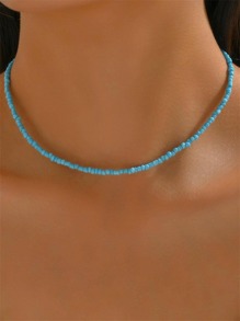 1 pieza Collar de moda simple dama arroz cuenta - Azul - Ver 9