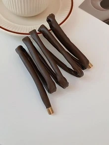 1pc Wrapped Design Hair Tie - Coffee - View 3